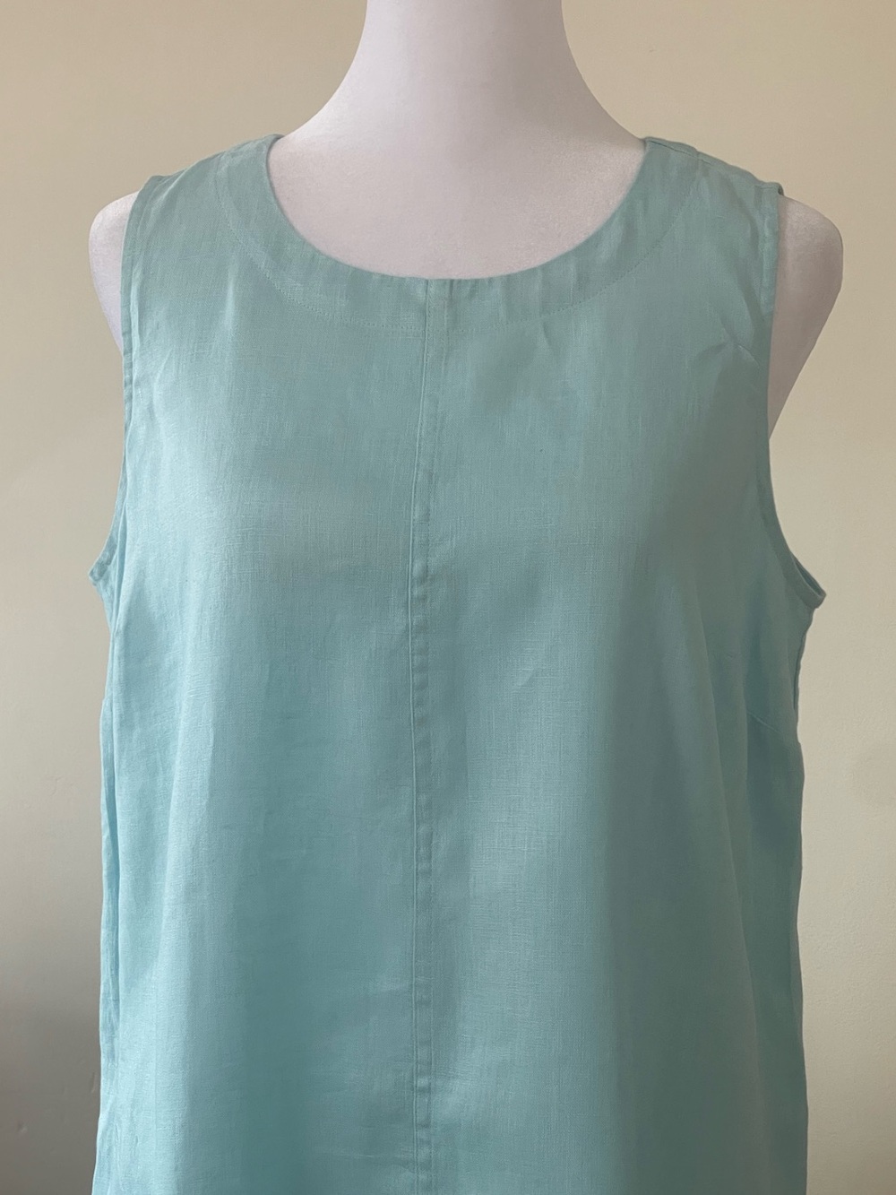 J. Jill Love 100% Linen Light Aqua/Mint Sleeveless Shift Dress Sz S Pockets - Picture 6 of 11